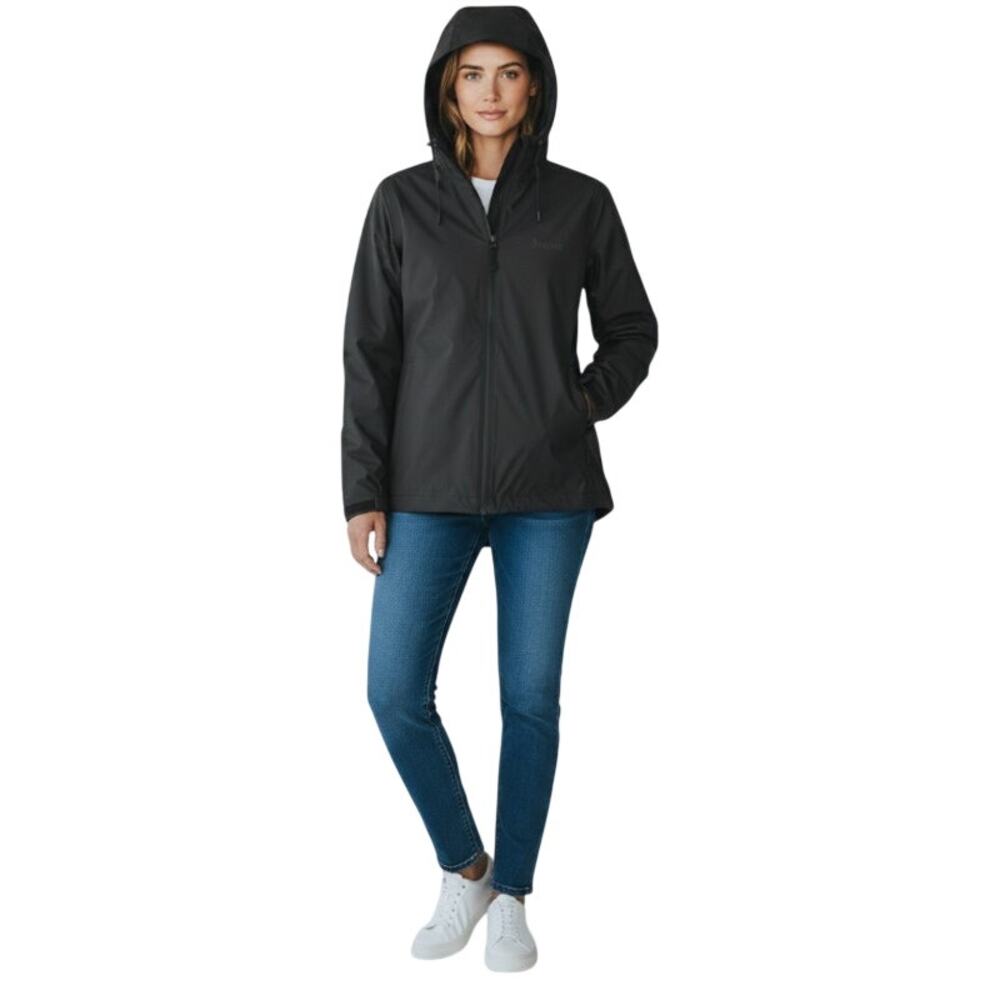REI Groundbraker Rain Hoodie Jacket Women XL Black Outdoor Everyday Travel Light